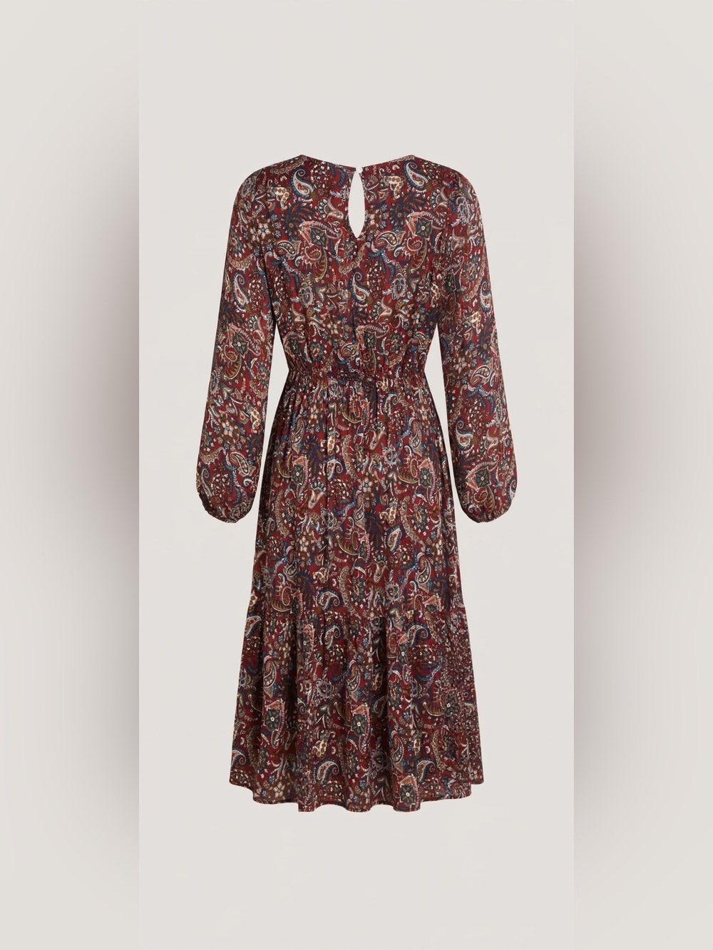 Chic Paisley Midi Dress in Rich Brown